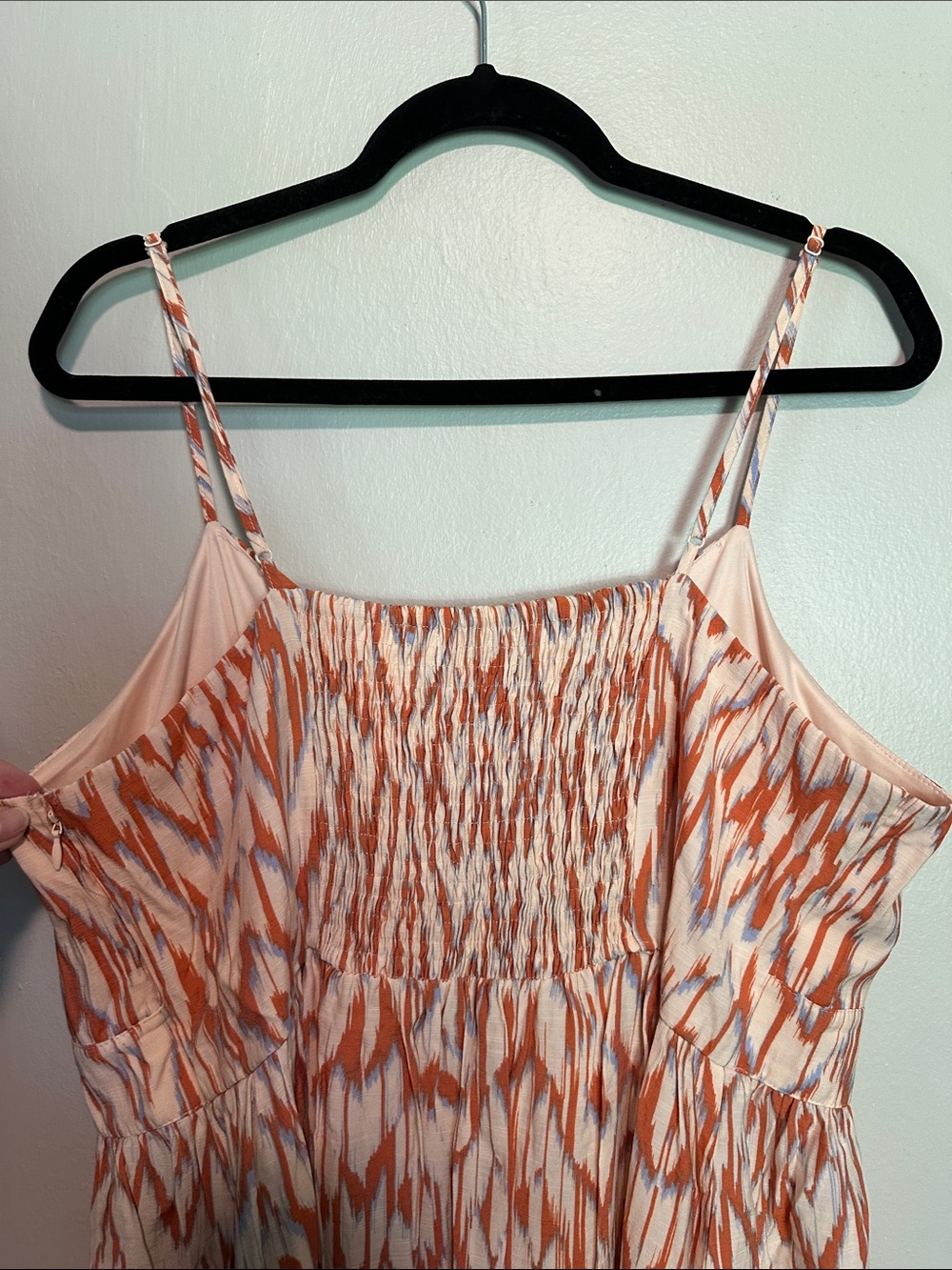 Nine West Orange & White Ikat-Print High-Low Spaghetti Strap Dress - Picture 5 of 5